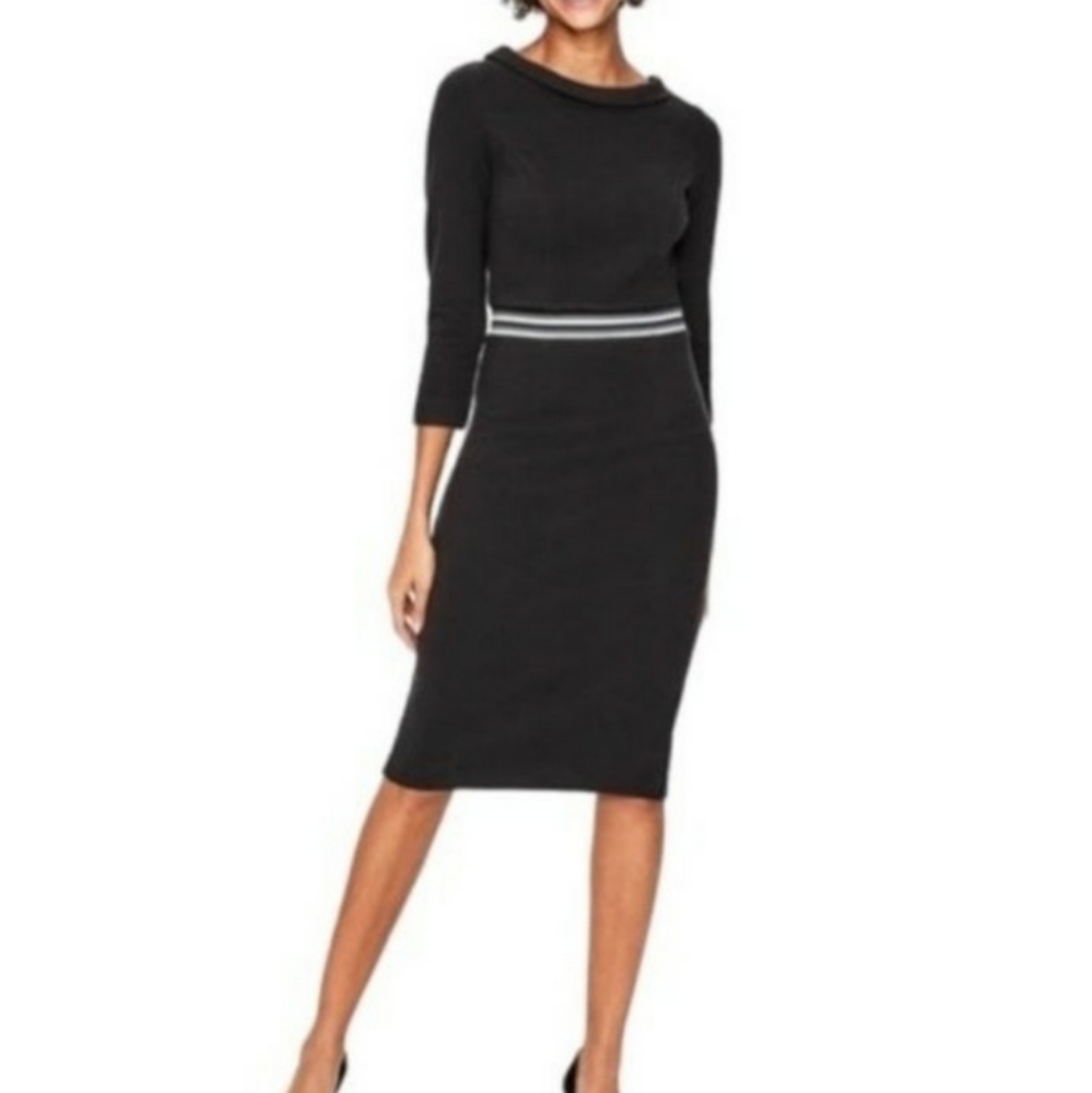 Boden daisy ottoman dress black white stripes New work office boa